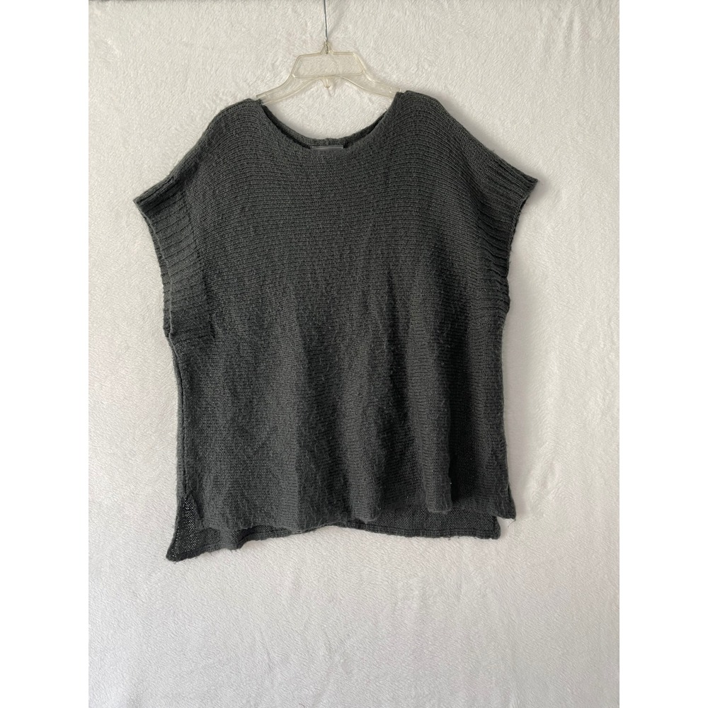 Wooden Ships Paola Buendia Charcoal Gray Knit Oversized Sweater Vest Cap Sleeve